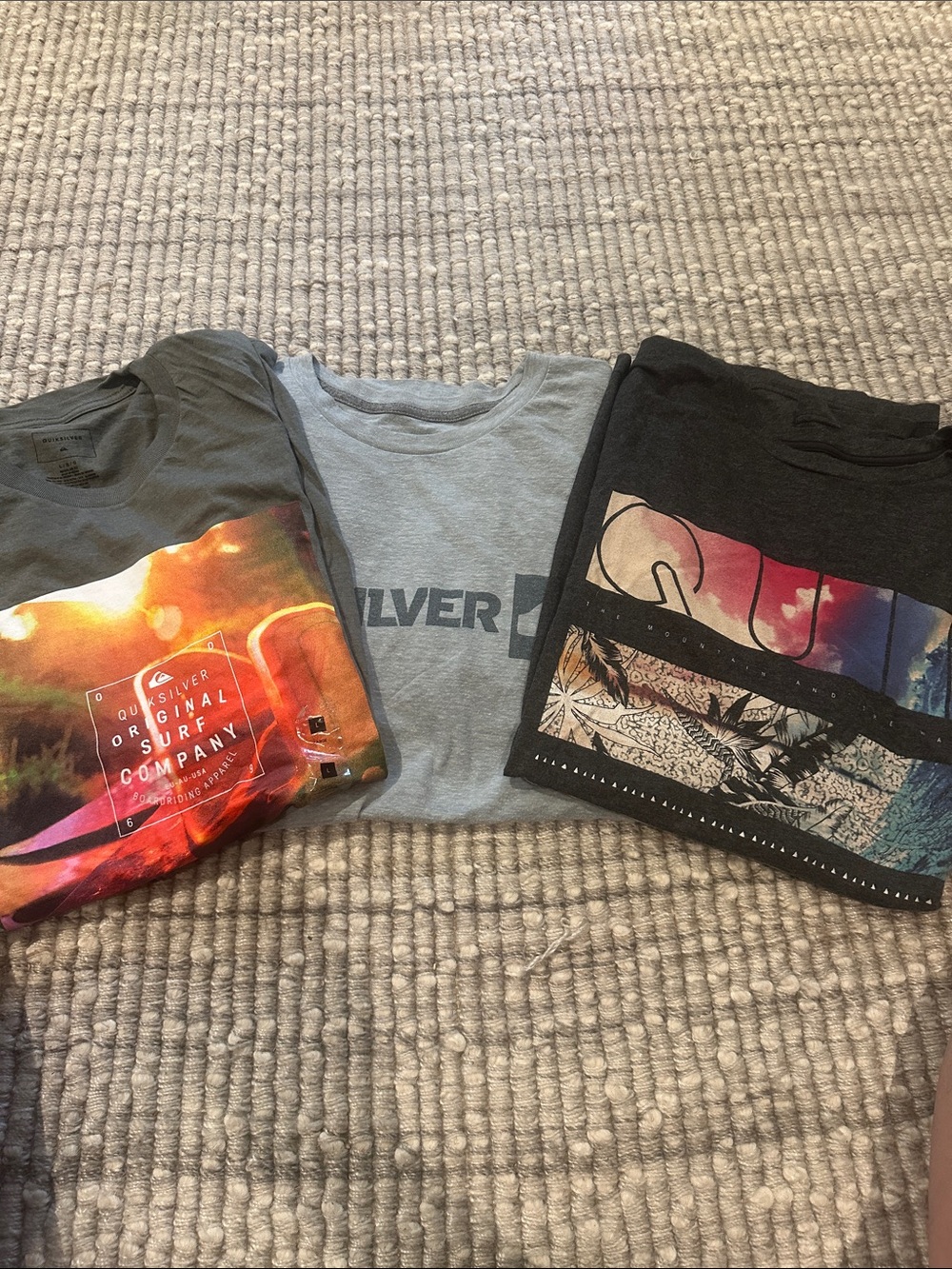 Quiksilver Boys' Graphic Tees Trio - Grey, Black & Multicolor Prints